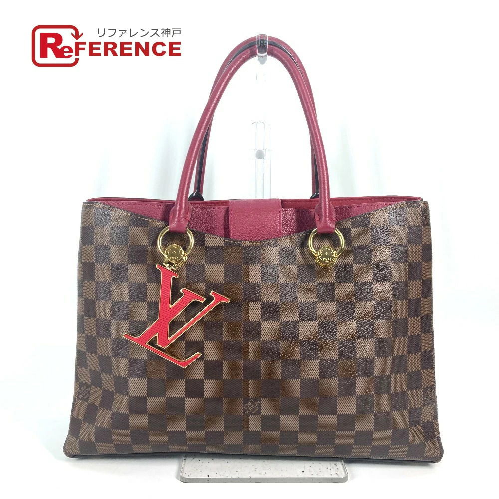 LOUIS VUITTON Riverside Damier LV Charm Lidvan Tote Bag Shoulder Handbag Red